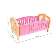 Кроватка для кукол Технок, розовая с синим, 4517