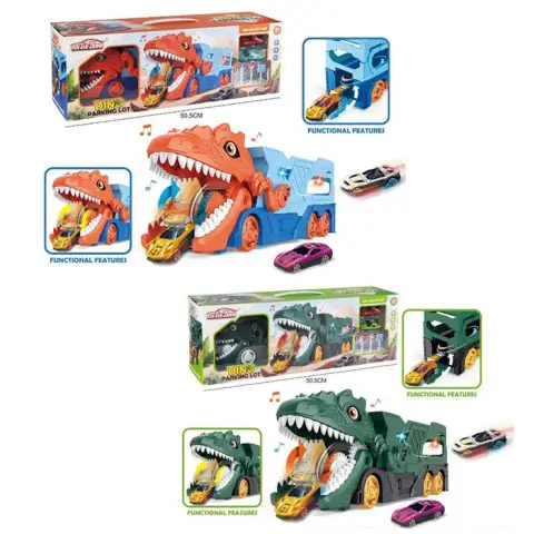 Трейлер динозавр 34,5 см 1:64 2в1 трек звук світло машинка 2 шт 660-S111-13