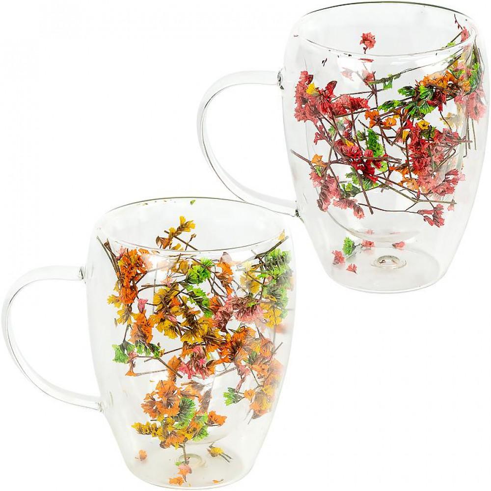 Чашка з подвійним дном 350мл з квітами 350ML-A