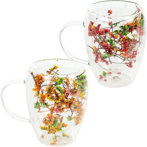 Чашка з подвійним дном 350 мл з квітами 350ML-A