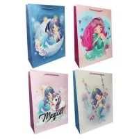 Подарунковий пакет картонний, 200 г/м², Русалоньки, 31x42x12 см, 4 шт. в упаковці (В асортименті)