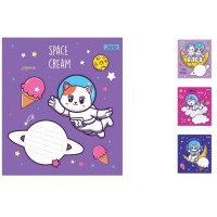 Зошити учнівські 12 аркушів коса лінія. 1В Space friends, 25 шт. в упаковці