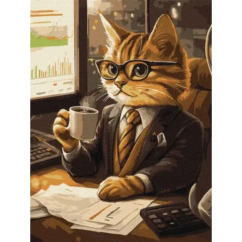 Набір для розпису по номерах Кіт-бізнесмен, Ideyka, 30x40 см, КНО6682