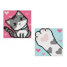 Набір з алмазною мозаїкою на магнітній основі для дітей "Сірий пухнастик" 9x9см 2 шт. (AMS1051)