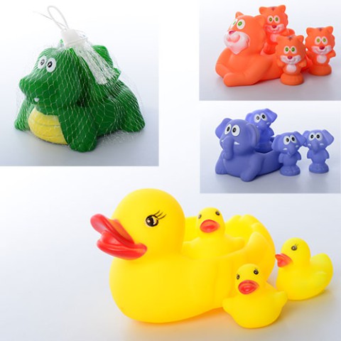 Тваринки для купання Мама з дітками, 4 шт., пищалка, 001-628-648-658 (В асортименті)