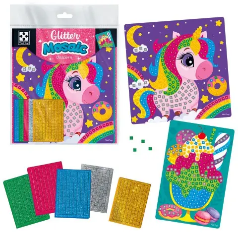 Набір для творчості Vladi Toys зі блискучою мозаїкою Єдиноріг та морозиво, VT4511-12