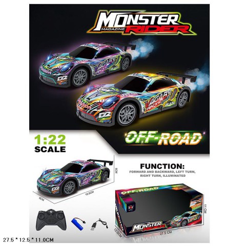 Машина на радіокеруванні, дим, 27.5x12.5x11 см, 000-013 (В асортименті)