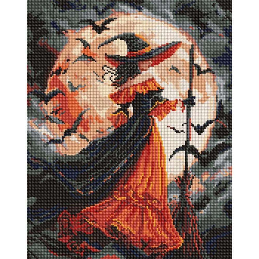 Алмазна мозаїка на підрамнику "Відьма при місяці" Ideyka 40х50см AMO8364