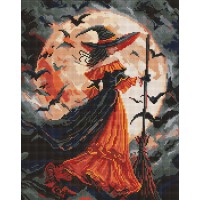 Алмазна мозаїка на підрамнику Відьма при місяці Ideyka 40×50 см AMO8364