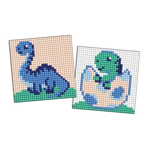 Набір з алмазною мозаїкою на самоклеючій основі для дітей Юрський період Динозавр 2, 2 шт. 9x9 см, AMS1132