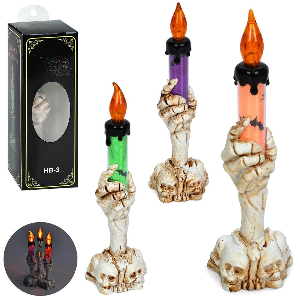 Аксесуари для свята лампа/нічник, свічка, 15-5-5см, світло, Хелловін / Halloween, 3 кольори, бат(табл), в кор-ці, 5-17-5см /72/