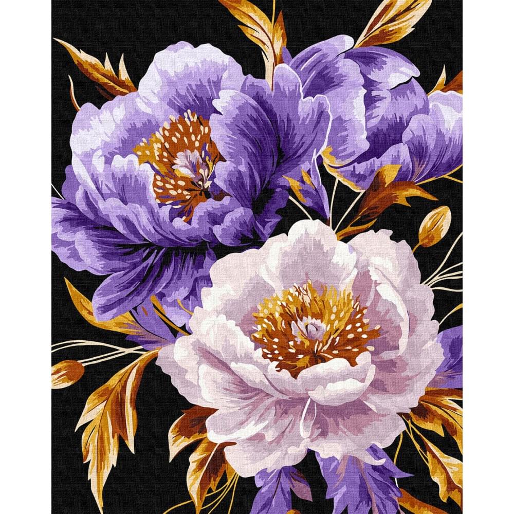 Набір для розпису по номерах "Пурпуровий шик з фарбами металік extra" Ideyka 40х50см КНО3309