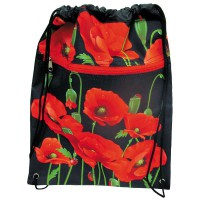 Мішок для взуття на змійці Маки на чорному, 42x32.5 см, 15121-JO