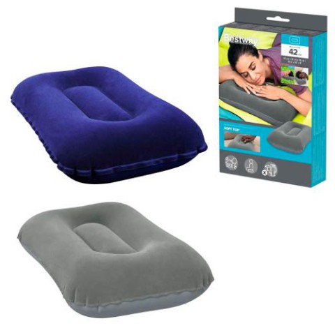 Велюрова подушка надувна Bestway, 42x26x10 см (В асортименті)