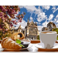 Набір для розпису по номерах Сніданок у Лондоні, на кольоровому фоні, 40x50 см, MZ075