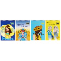 Блокнот на пружині зверху Pretty Girls KIDS Line, А6, 40 аркушів, картонна обкладинка, 4 шт. в упаковці