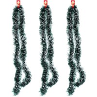 Дощик новорічний зелений з білими кінчиками 2 м діаметр 11 см набір 10 шт 6279-8W