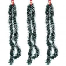 Дощик новорічний зелений з білими кінчиками 2м, діаметр 11см, набір з 10-ти штук 6279-8W(116179)