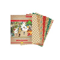 Набір кольорового картону Крафтові візерунки Новорічна серія А4 8 аркушів КККВ-НС-А4-8