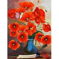 Алмазна мозаїка на підрамнику Маки 40×50 см 71147_BGLE