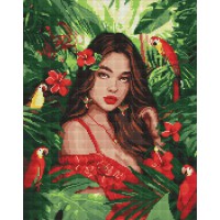 Набір з алмазною мозаїкою Тропічна принцеса Ideyka AMO8061, 40x50 см