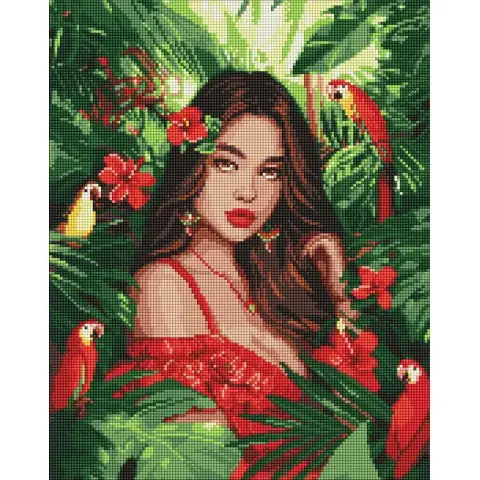 Набір з алмазною мозаїкою Тропічна принцеса Ideyka AMO8061, 40x50 см