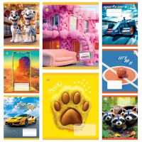 Зошити учнівські 12 аркушів коса лінія Тверда Мікс 5, 25 шт. в упаковці