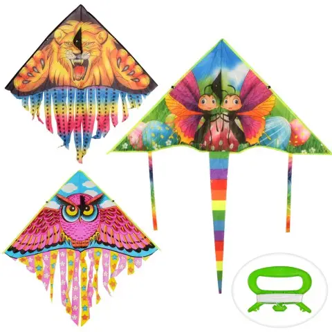 Повітряний змій, ширина 100 см, довжина 53 см, стрічка 47 см, струна 30 м, M2896 (В асортименті)