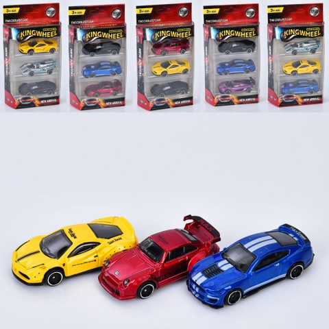 Набір машинок, YZ666-18, 3 шт., метал, 7 см, масштаб 1:64 (В асортименті)