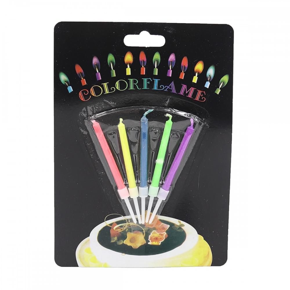 Набір свічок для торта "Кольоровий вогонь" 5шт., блістер 1шт/єтік