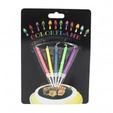 Набір свічок для торта "Кольоровий вогонь" 5шт., блістер 1шт/єтік