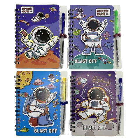 Блокнот на спіралі з ручкою кульковою Космонавт DB-98268, А6, 30 аркушів, 2 шт. в упаковці (В асортименті)