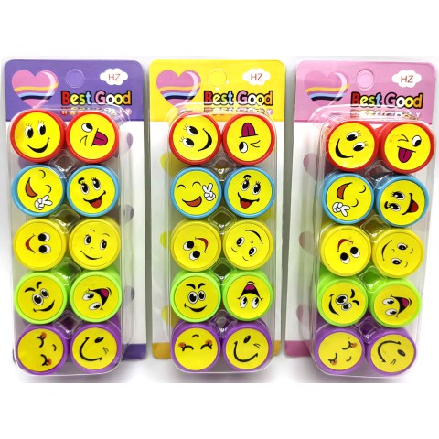 Набір штампиків Смайлики, 25 мм, 10 шт., у блістері, 1019-S (В асортименті)