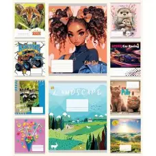 Тетради ученические 12 листов линия Твердая ТЕ42103 12ЛВ3 МИКС, 25 шт. в упаковке