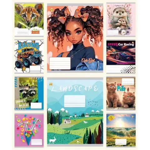 Зошити учнівські 12 аркушів лінія Тверда ТЕ42103 12ЛВ3 МІКС, 25 шт. в упаковці