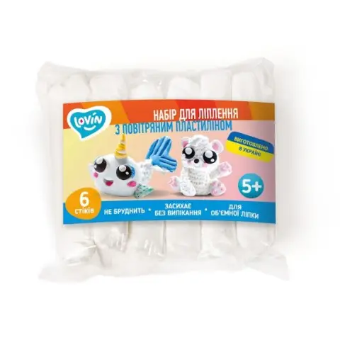 Набір для ліплення з повітряним пластиліном, 6 стіків, TM Lovin