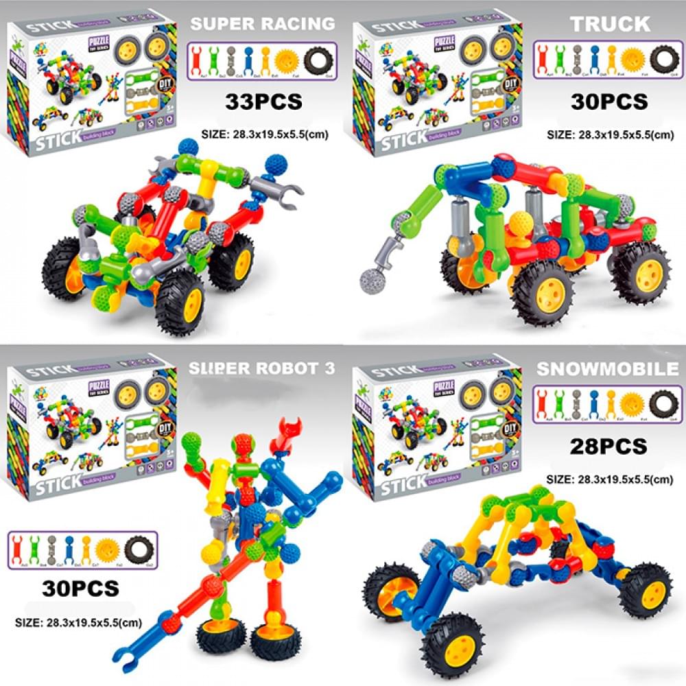 Конструктор шарнірний, від 28дет, 4 види, в кор-ці, 28,5-19,5-5,5см /24/