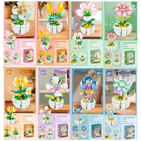 Конструктор квітка у горщику від 142 деталей (В асортименті) 33028-9-0-1-2-3-4-5