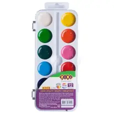 Краски акварельные, 12 цветов, пластиковая коробка, без кисти, белая