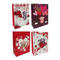 Пакет картонний, 200 г/м², Романтичний ведмедик, 31x42x12 см, 4 шт. в упаковці, 2031 (В асортименті)