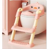 Сидіння для унітазу дитяче Bimbo, рожеве, зі сходами та ручками