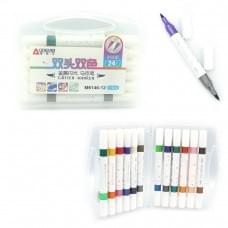 Набір скетчмаркерів акрилових Aodemei "Металік" 12 штук, 24 кольори у пластиковому боксі 6146-12M