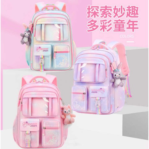 Рюкзак із брелком, 29x16x44 см, 2 відділення, C65508 (В асортименті)