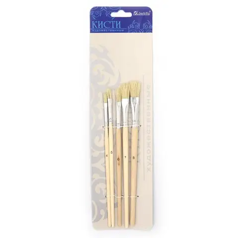 Набор кистей щетина, 5 шт. в упаковке