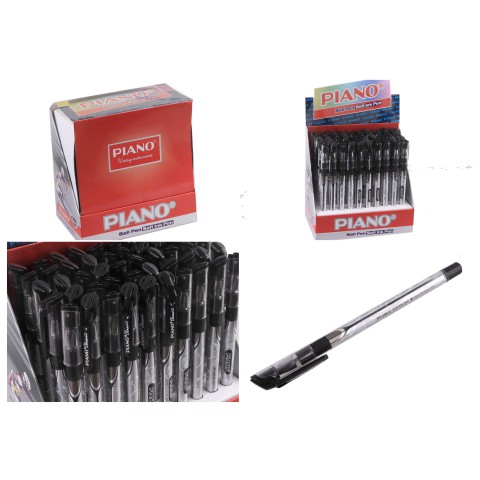 Ручка масляна Piano Classic, чорна, грип, 50 шт., 195_50_BL
