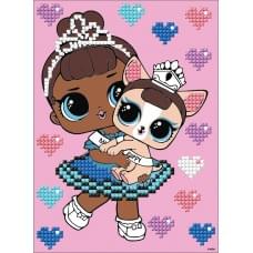Набір з алмазною мозаїкою (вибірковою) "L.O.L. Surprise! Miss Baby With Miss Puppy" 15x20см