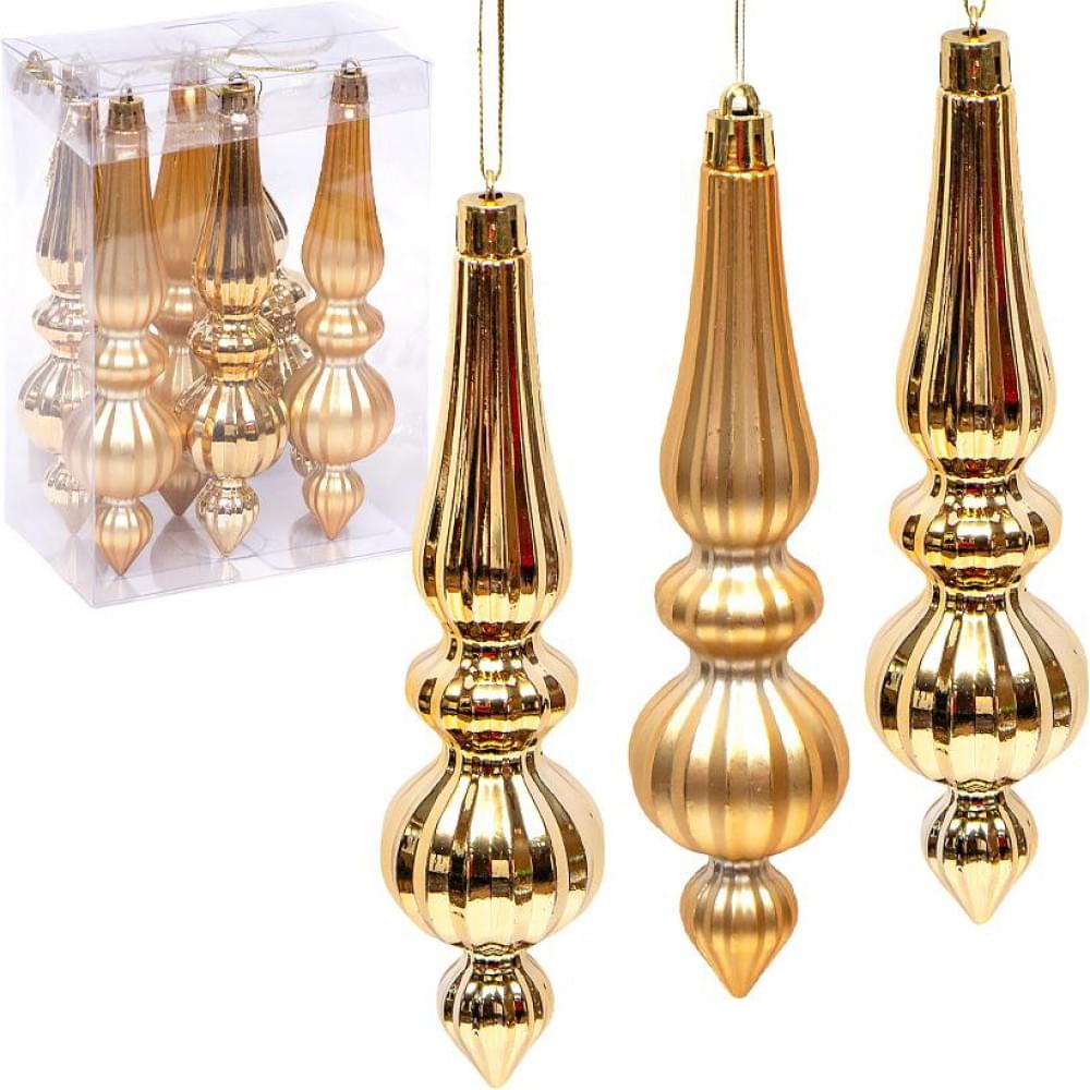 Набір новорічних прикрас "Бурульки фігурні Золото" 6 штук 6279-4(119745)