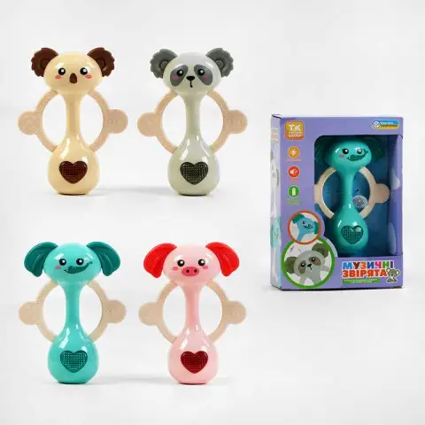 Брязкальце на батарейках музичне звірята TK Group, озвучення українською, пісні, підсвічування