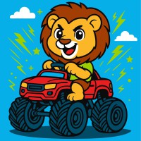 Картина за номерами дитяча Лев на машині Ideyka 25×25 см КНО1307