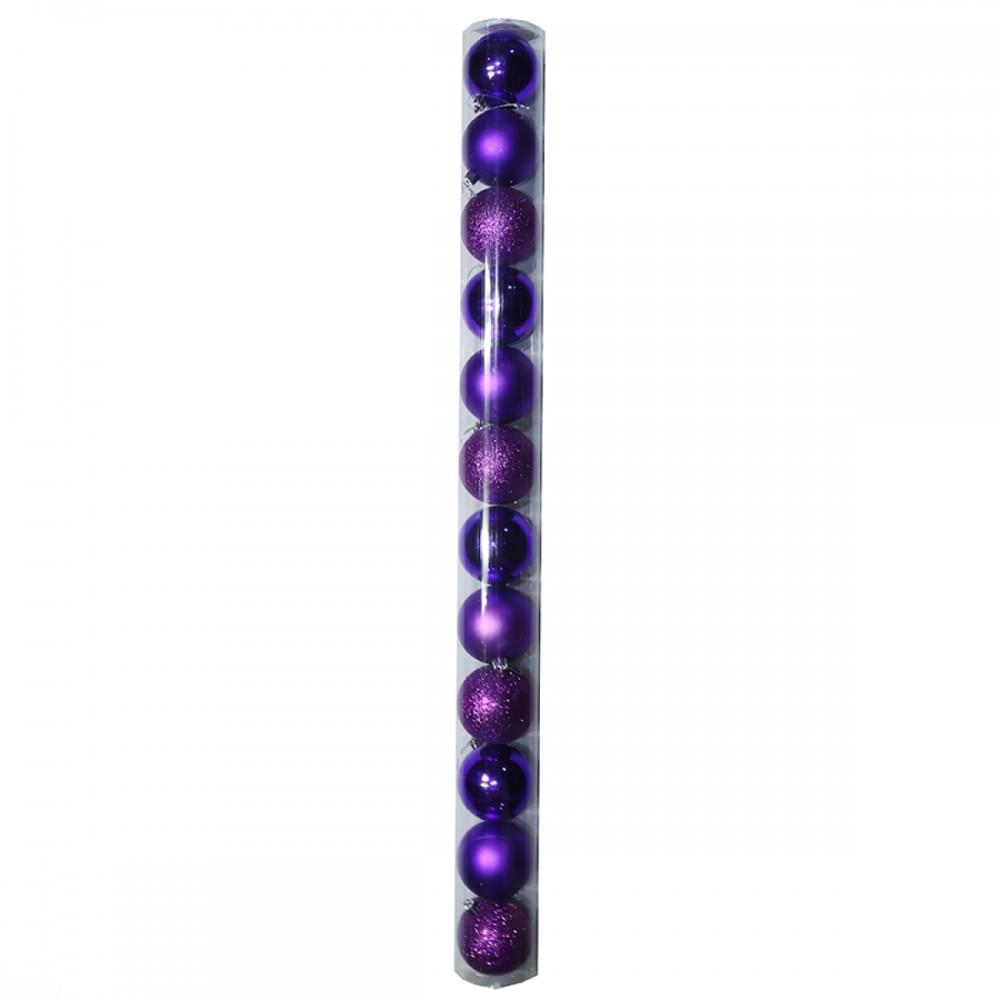 Набір куль. тубус фіолет. "Святкові" 7см, 12шт., PVC/етик.